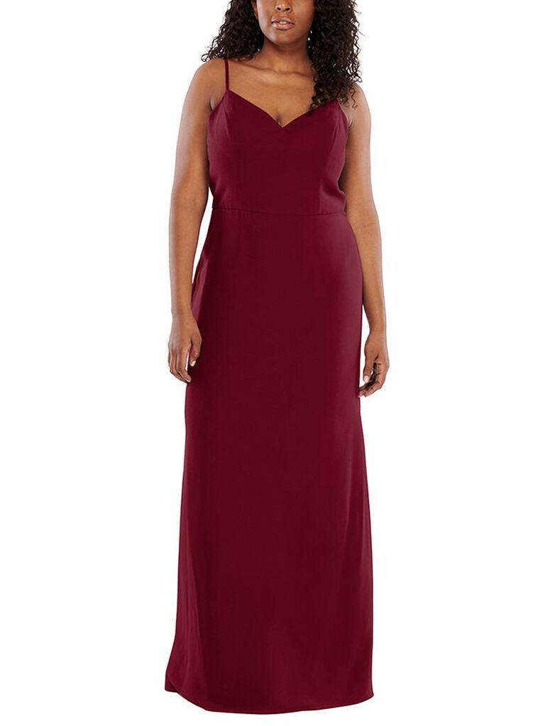 wine colored plus size bridesmaid dress