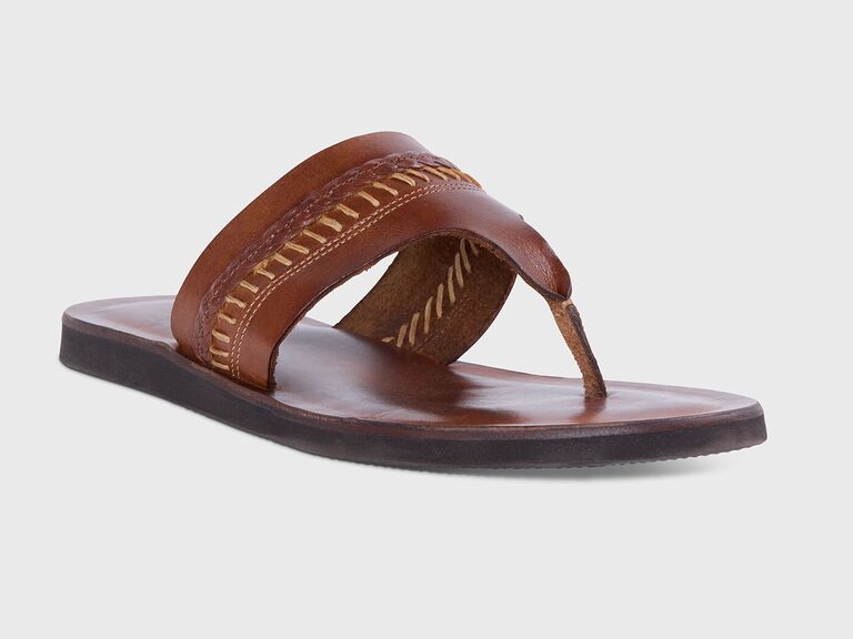 Brown leather mens sandal beach wedding shoe from Paul Stuart