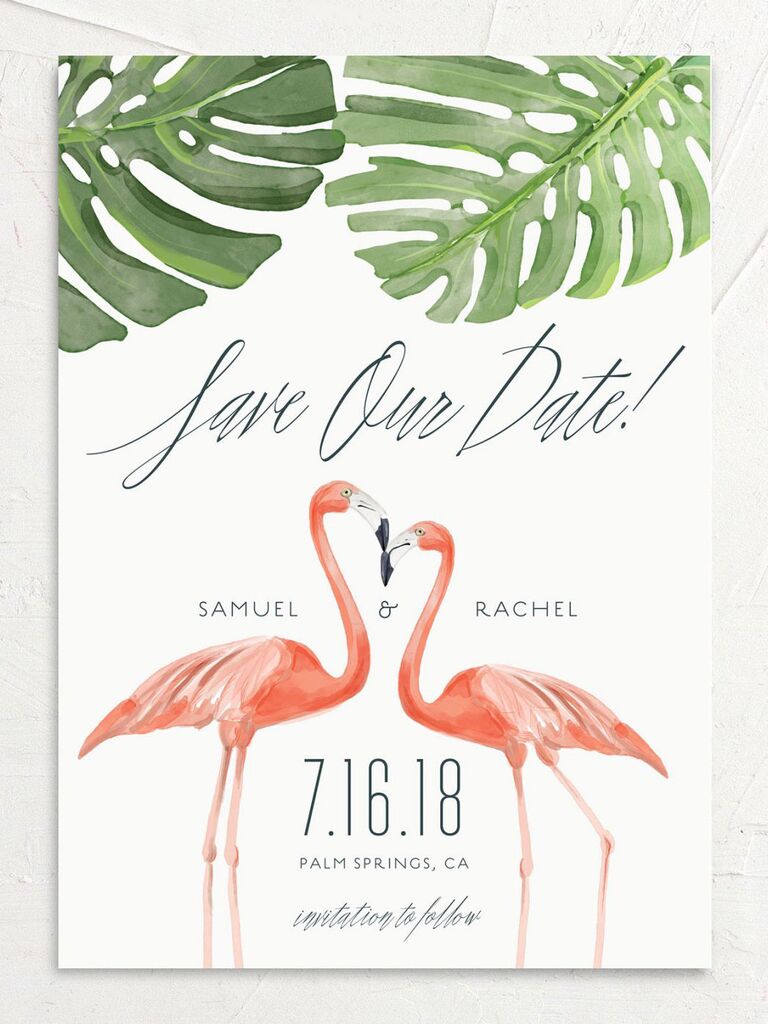 flamingo destination wedding save the date