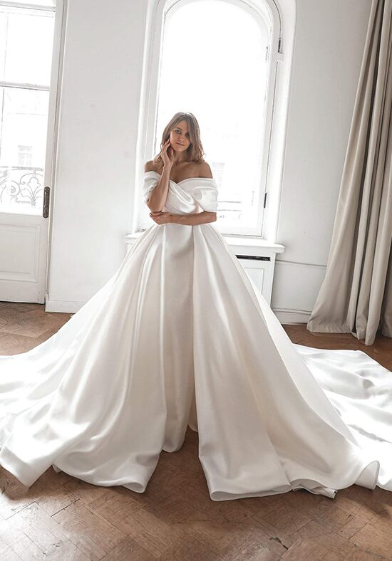 Mikado Off The Shoulder Wedding Dress Jacqueline With Detachable Skirt