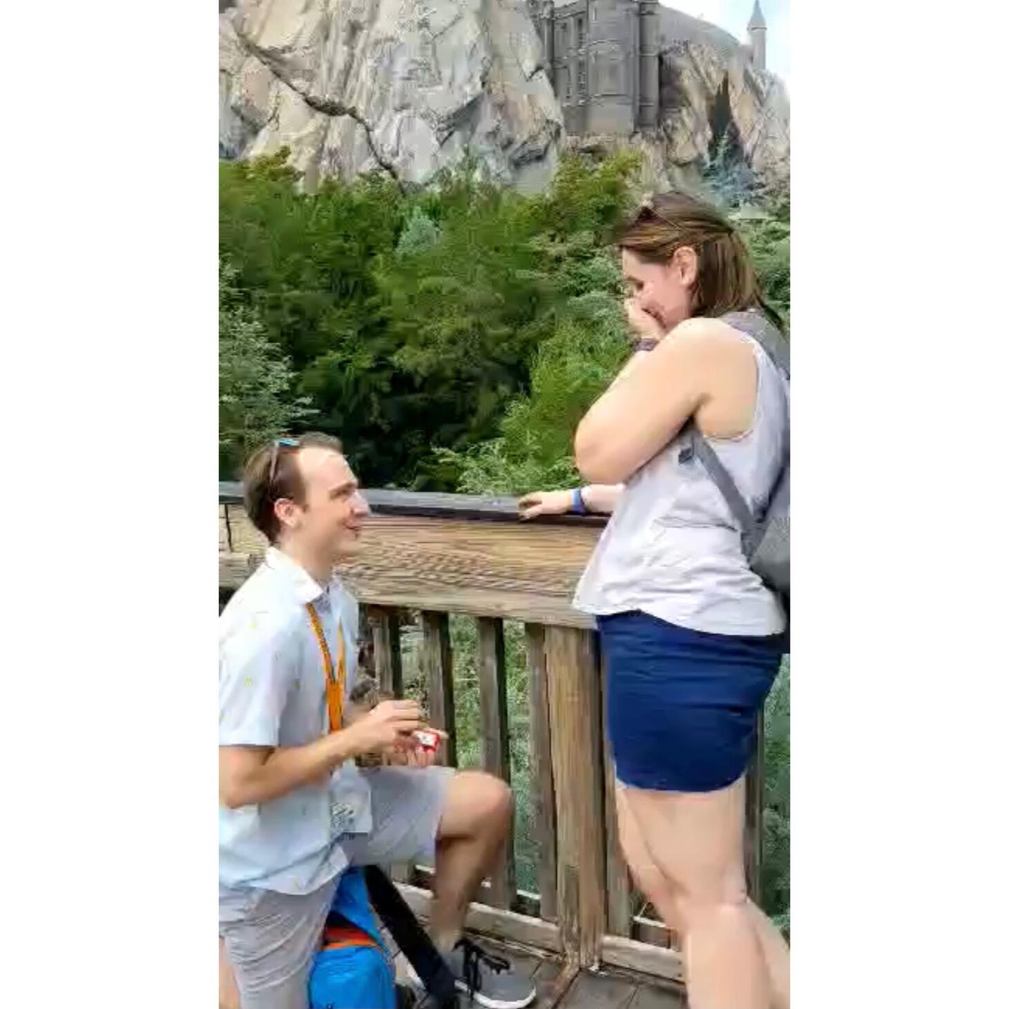 A screenshot from the video Colin took of John proposing!