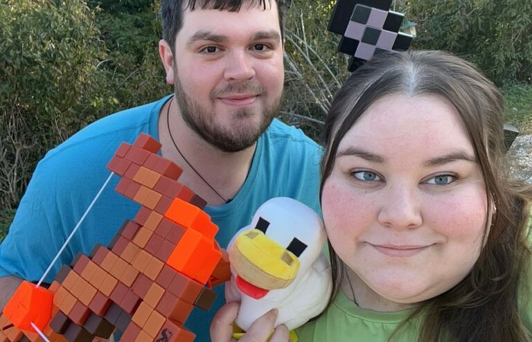 Halloween party in WV! We went as Steve and Alex from Minecraft.