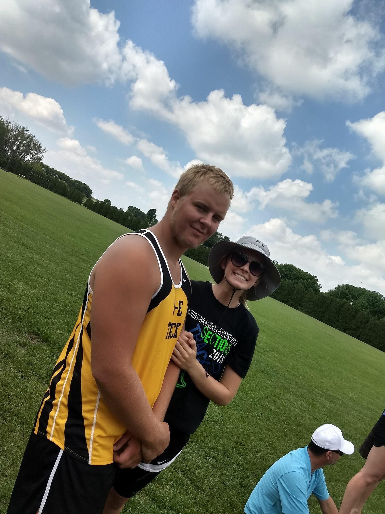 Sections track meet. Aanika was a sophomore in high school and Avery was a junior. 
