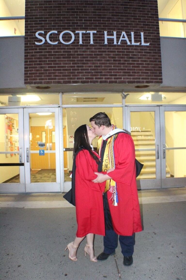 College graduation: Scott Hall is where we met in Students in Transition class!
