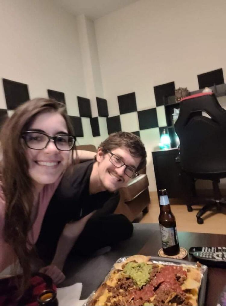 Superbowl Sunday at our first shared apartment. We've already moved twice since then!