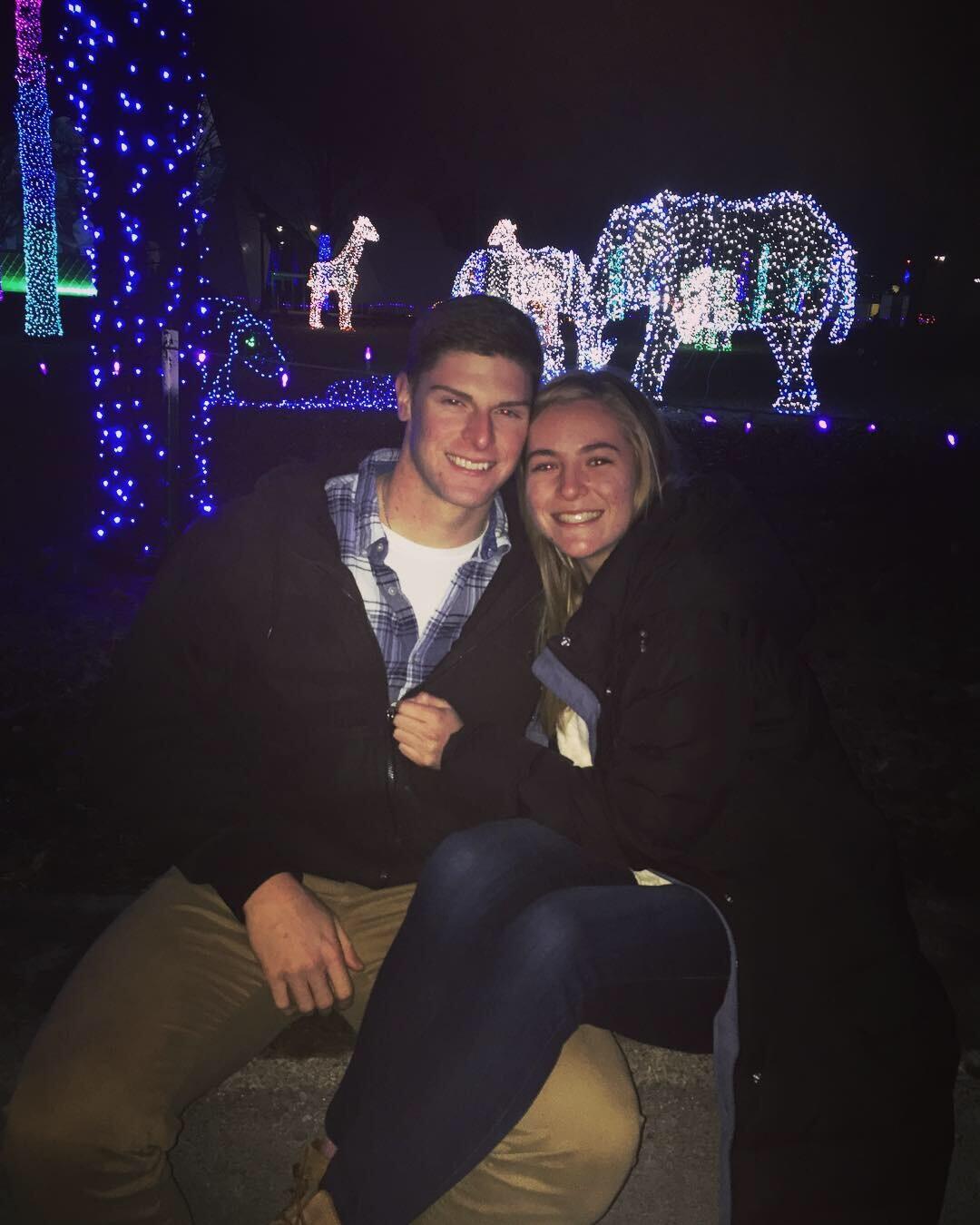 Detroit zoo lights where Libby waddled around like  a penguin for Mike's amusement