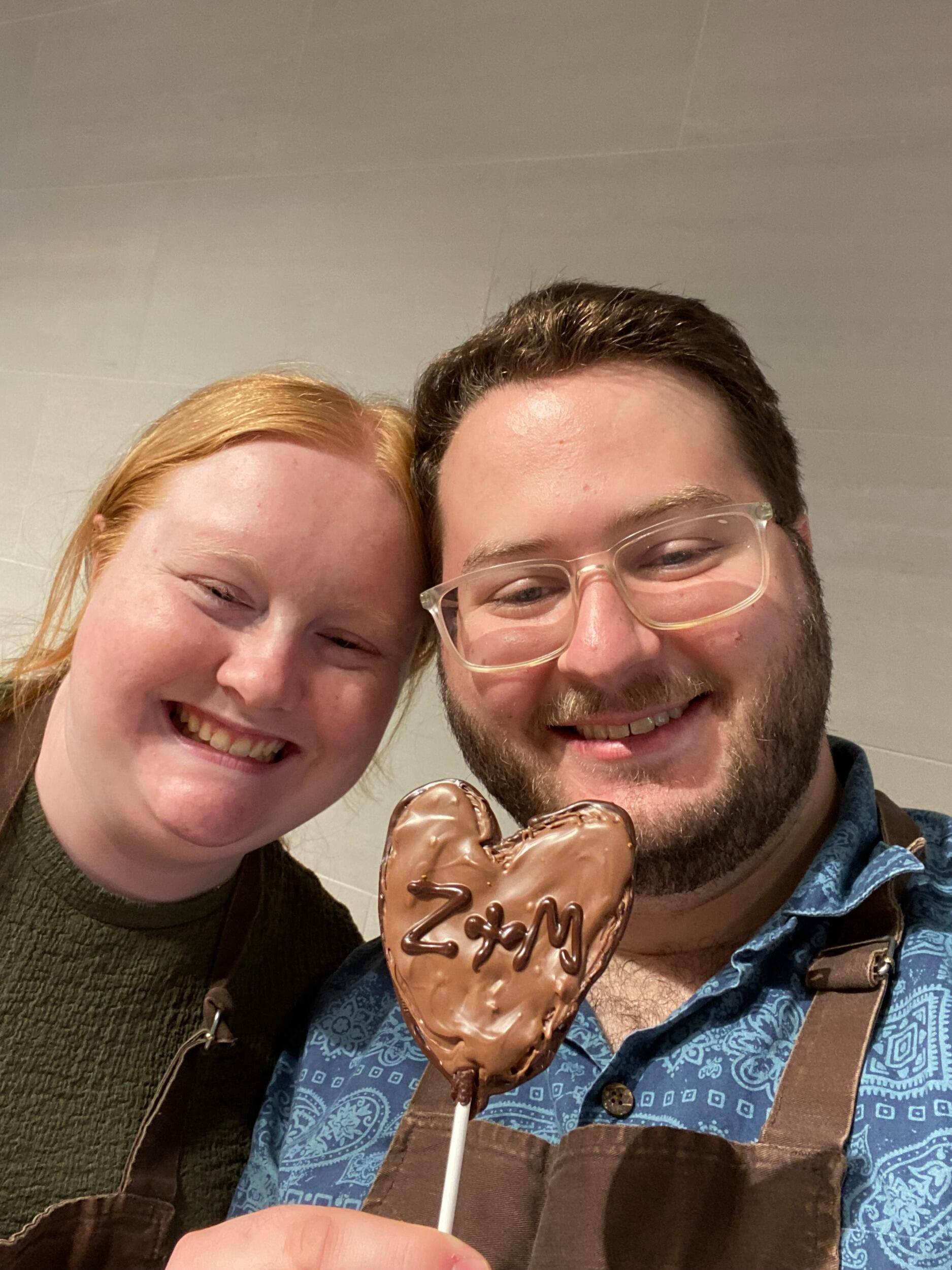 At a chocolate-making workshop in Brussels.