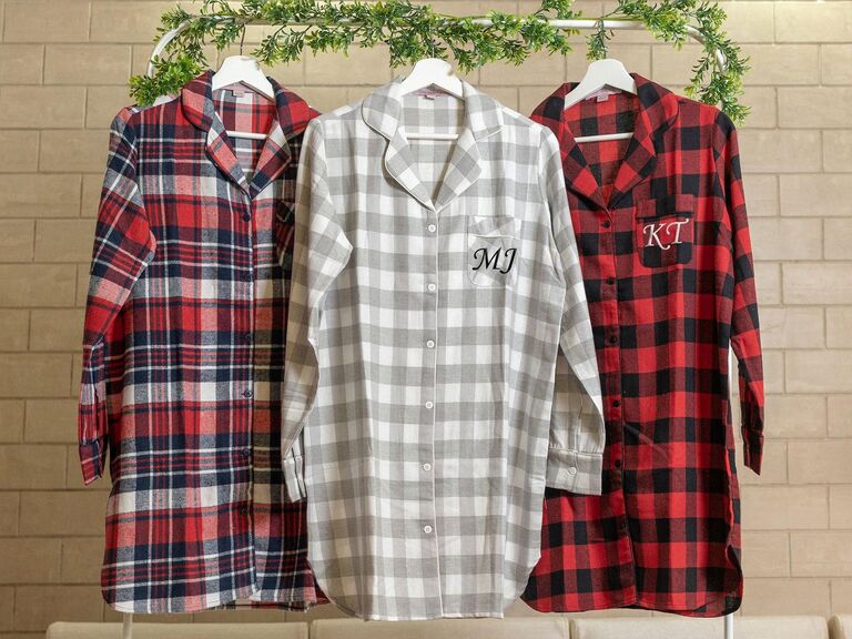 Flannel Bridal Party Getting Ready Shirts in Buffalo Plaid With
