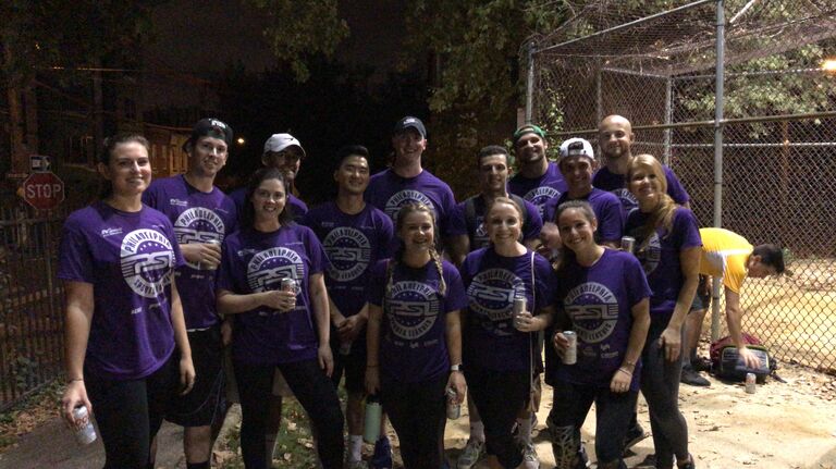 The first day we met! Val was the intramural kickball team captain.