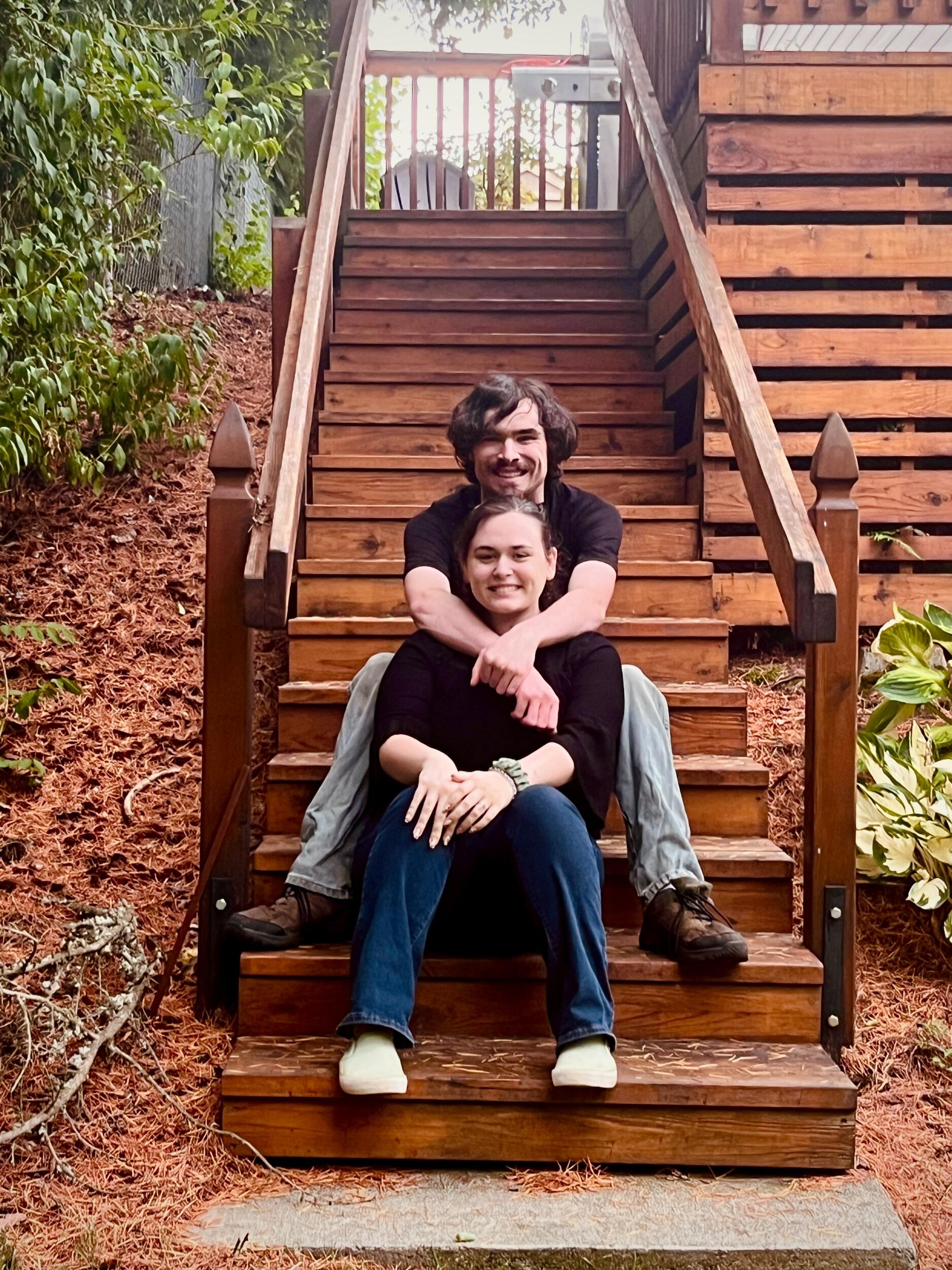 A nature walk with her best friend's family and found the perfect spot for a couple's picture.