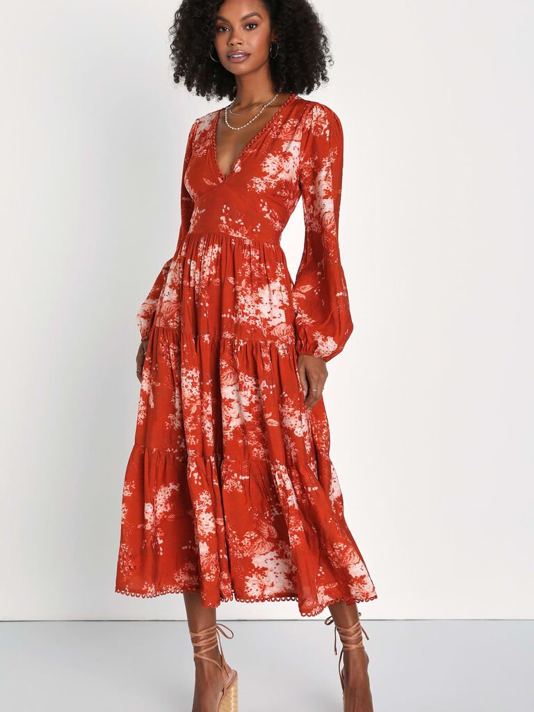 Floral Print Dress - Cutout Dress - Long Sleeve Dress - Maxi - Lulus