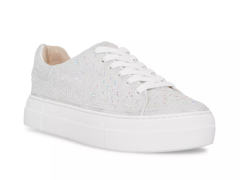  Lovee Cosee Floral Platform Rhinestone Sneakers for Women  Sparkle Lace up Sequin Tennis Shoes Bedazzled Shiny Bling Wedding Fashion  Sneaker Bridal Bride Pink Sneaker Dress Size 6