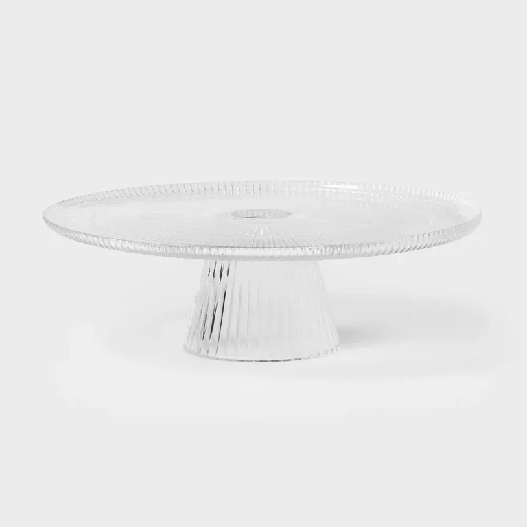 Ribbed Large Clear Glass Cake Stand rehearsal dinner decor