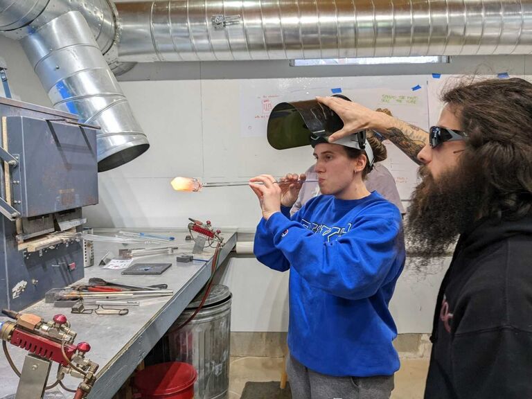 Matt went with me to a glass blowing class as my Christmas present! We have also enjoyed doing a pottery class together this year.