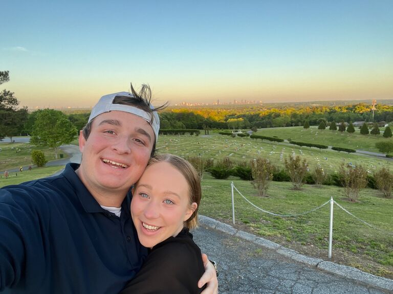 After dinner, we were not ready to head back to see friends so he took me to a cemetery. YES, a cemetery! But this cemetery had a beautiful view of the Atlanta skyline and the sunset. It was a great way to end the day together. 