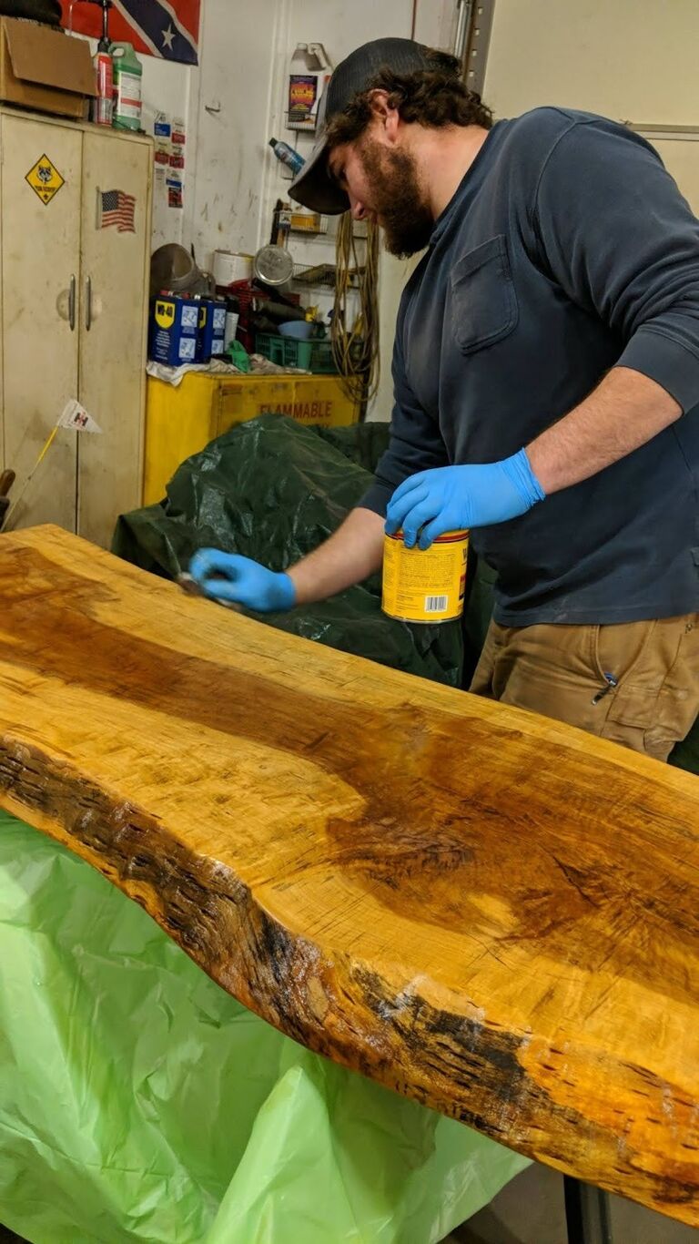 Working together on our coffee table!