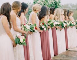 Bridesmaids lined up at altar