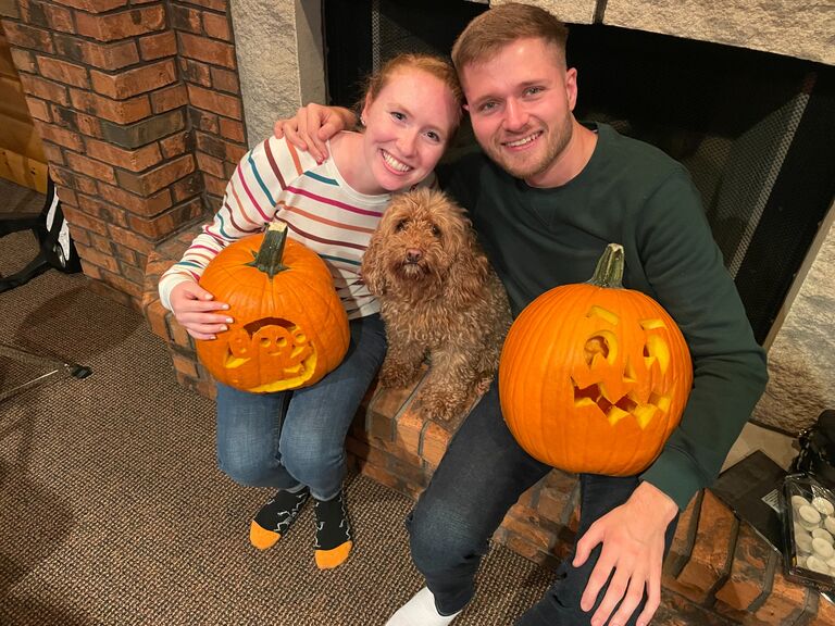 Pumpkin carving! Andrew and Java got to join in on the annual Hopf-Heaser pumpkin carving. 