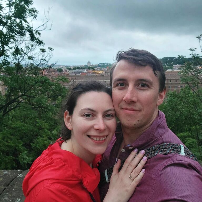 Our engagement spot on Aventine Hill in Rome! It was a long rainy day, but ended perfectly