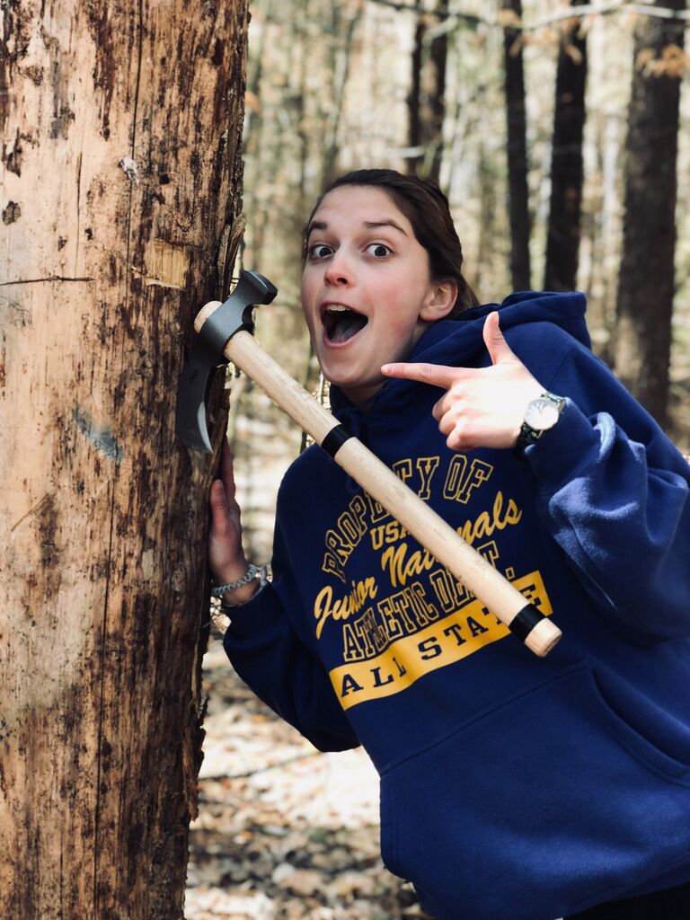 We spent our time getting to know and teaching our hobbies to each other. Hannah picked up axe throwing and Eli found ways to keep himself busy while Hannah studied!
