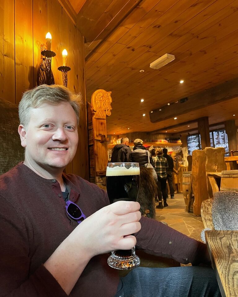 Happy Birthday to Justin in the land of his ancestors! (At a viking themed pub in Flam, Norway)