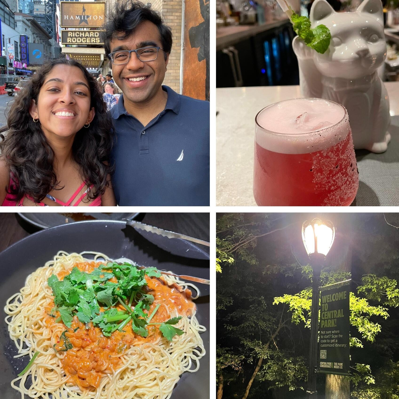 Amol and Ankitha met for their second date in New York City! They went to see Hamilton on Broadway together which was AMAZING, and had dinner at a vegan restaurant called Planta Queen. They ended the night by walking around Central Park and with Amol running to hail a taxi to get to Penn Station on time for Ankitha’s train (a pattern that continued)!