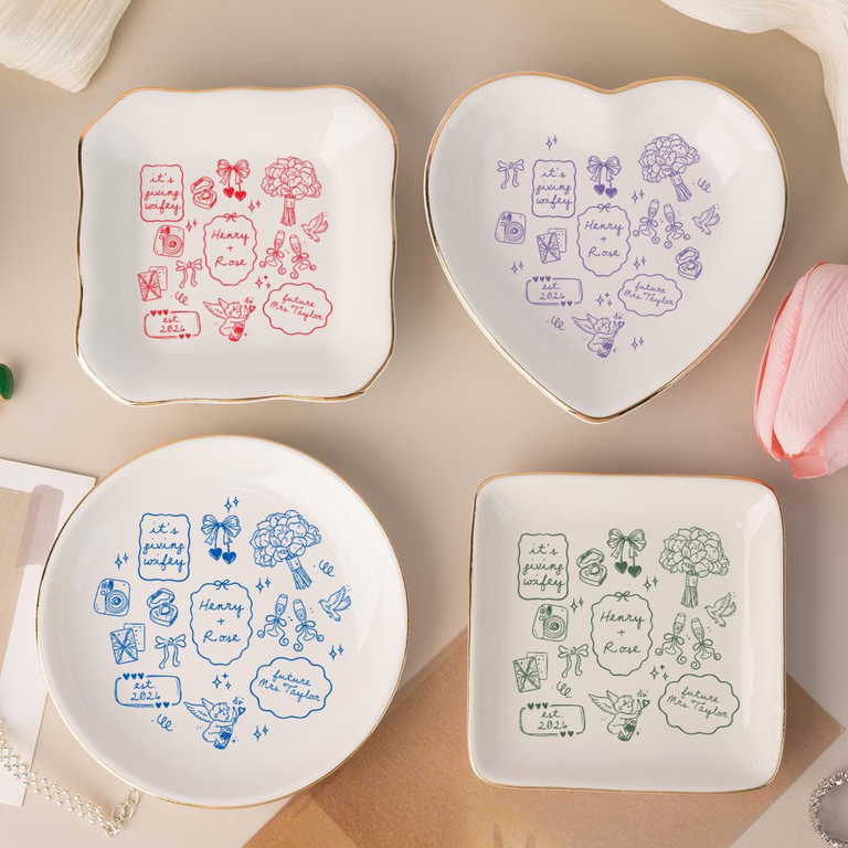 Personalized wedding ring dish