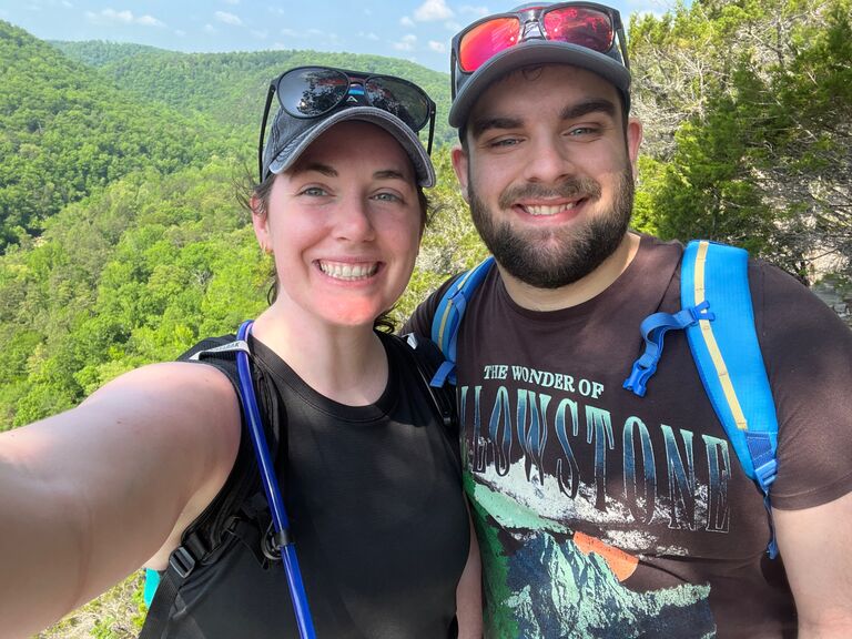 We went on a 13 mile hike on the trip we got engaged.  This was the only pretty scene for the whole 13 miles, but it was worth it.