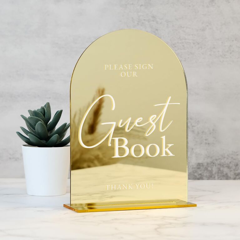 Gold acrylic guest book sign