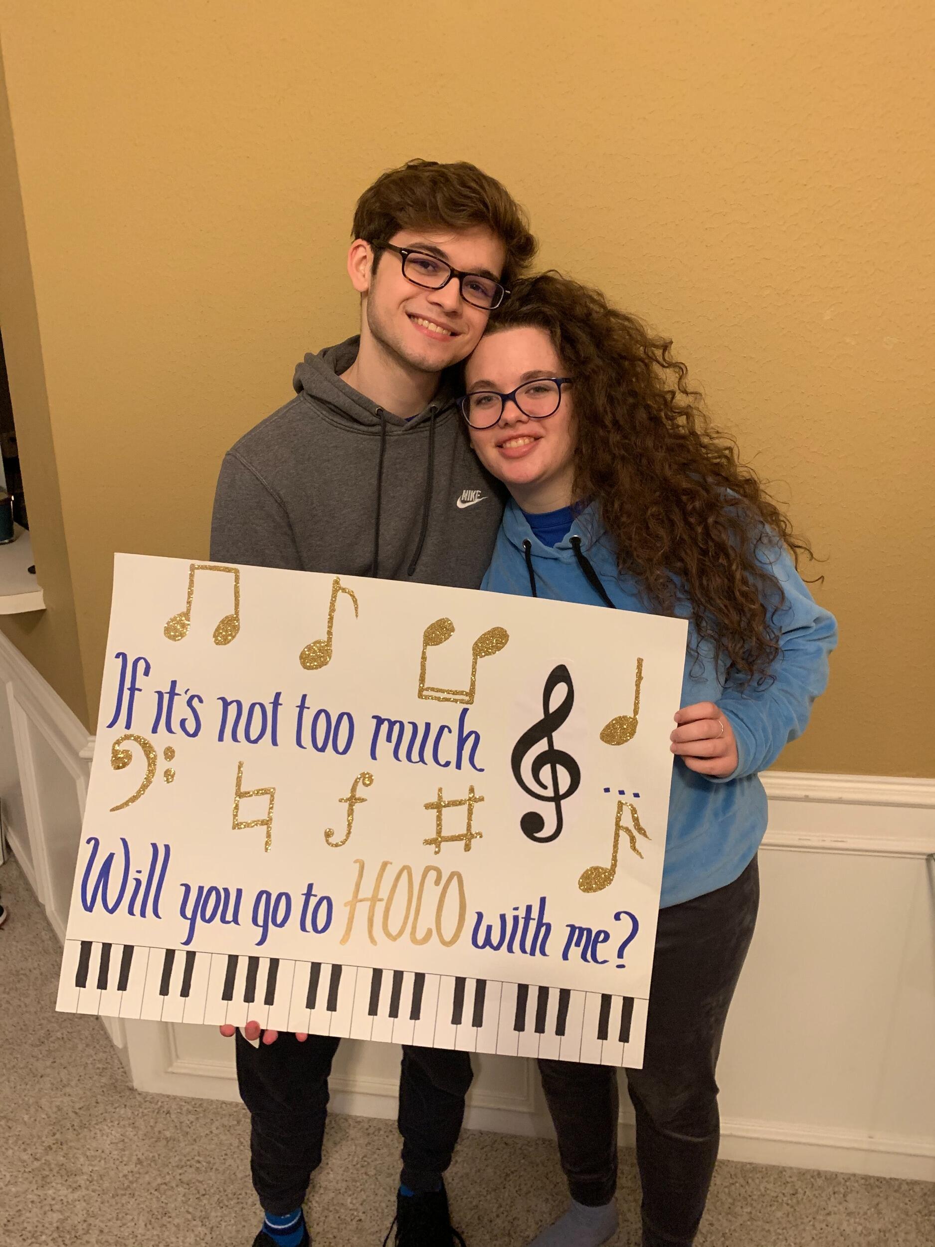 Our first Homecoming together! There was no dance because it was the middle of Covid, but Jace still wanted to make a poster!