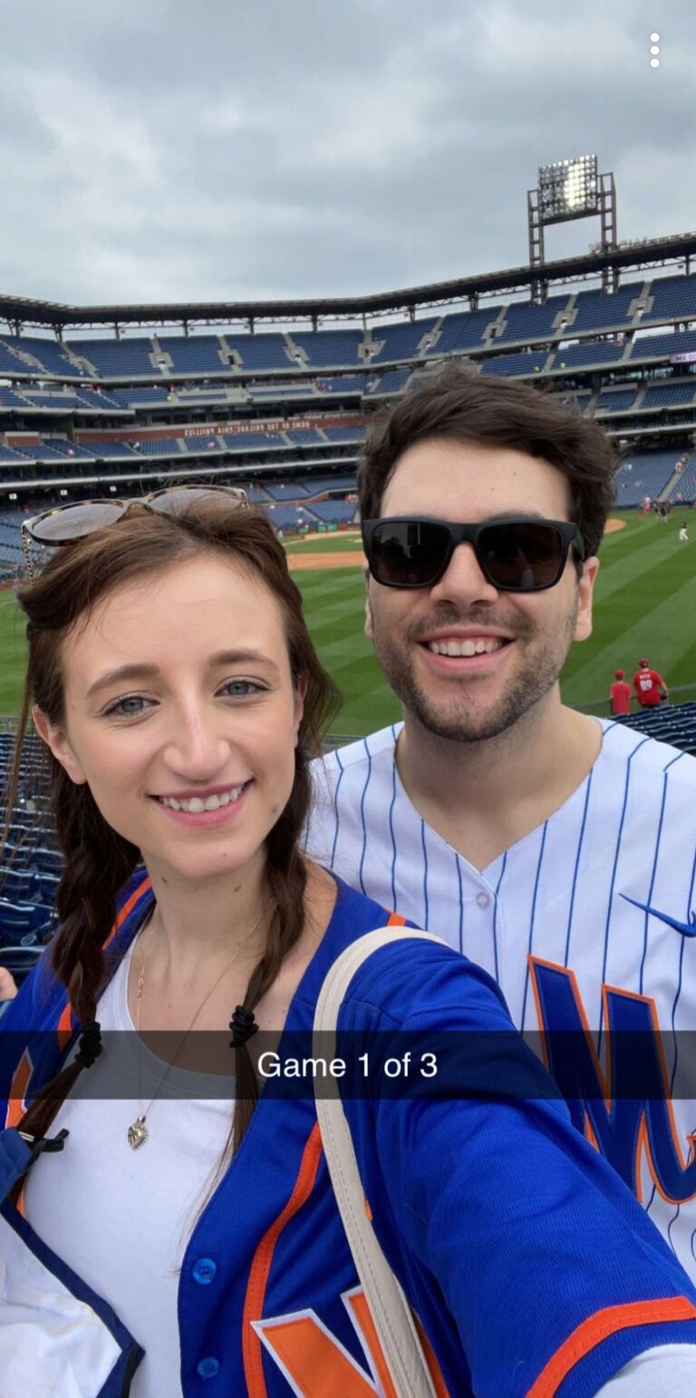Chris subjected Danni to his love of the Mets. Loveable losers, just like him. No wonder she became a fan!