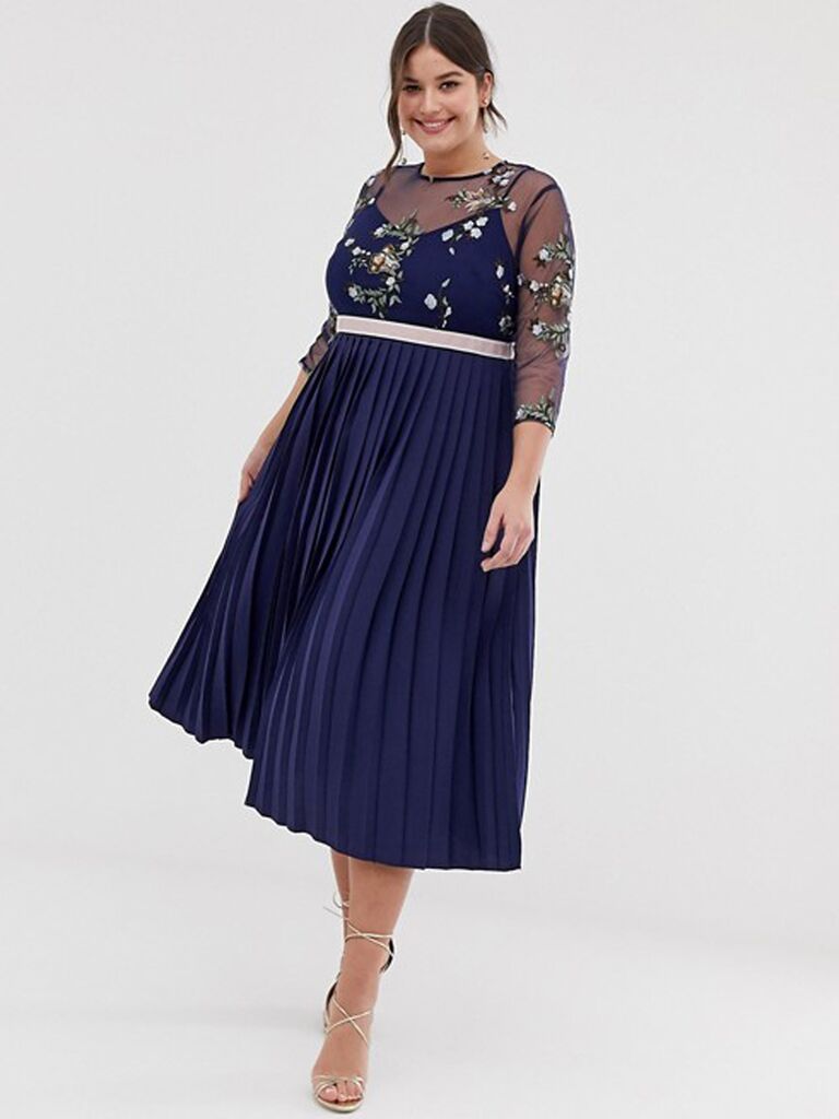 navy blue and gold dress plus size