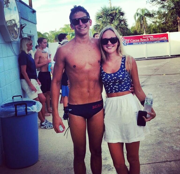 Senior night at CBHS Swim Meet. Always cheering Nick on!
