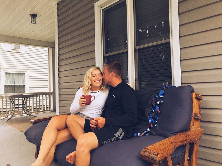 Spending time on the front porch of Kyle's senior year college house, Lighthouse! 