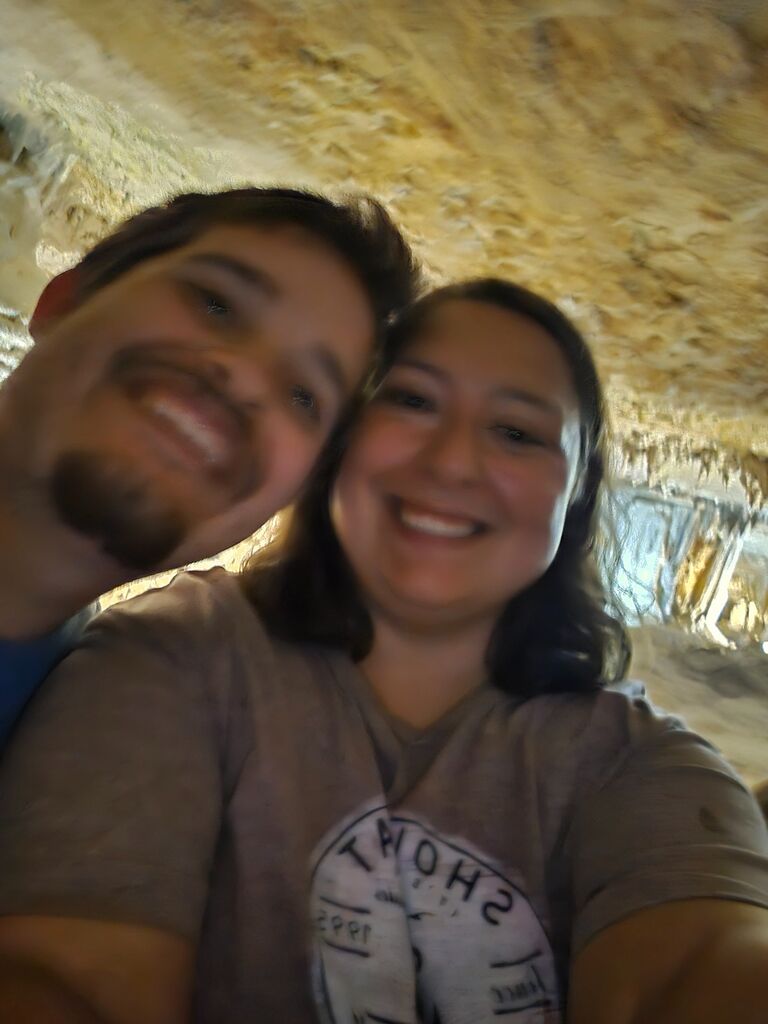 My first time in a cave and I took this photo with Zach right before he proposed to me!