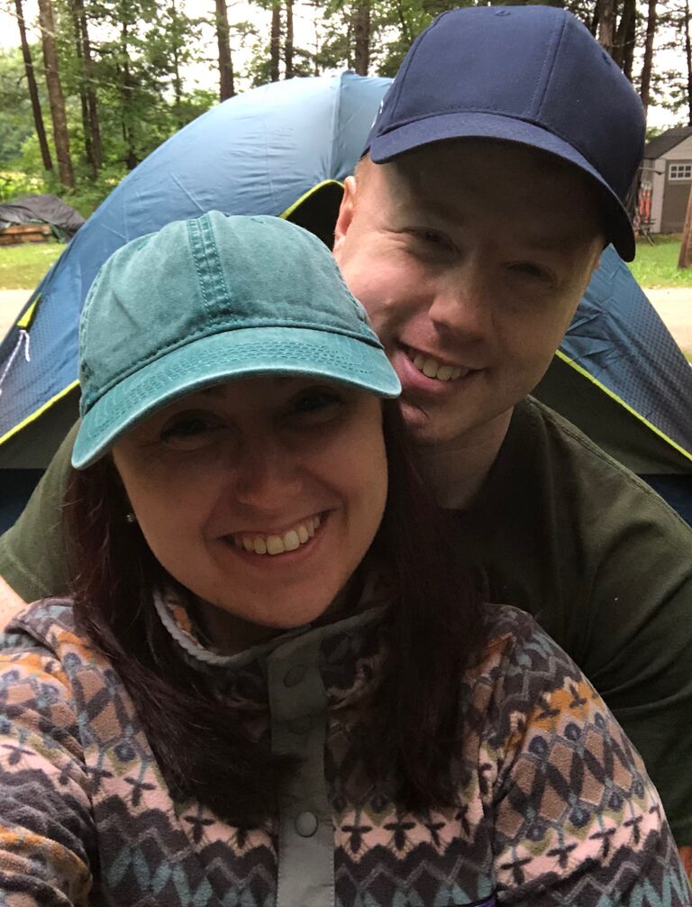 Meredith and Nick’s first camping trip together where it rained the whole time and their fire somehow kept reigniting itself in the middle of the night.
