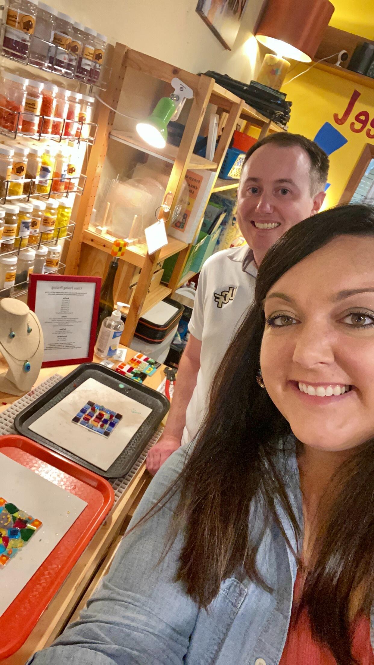 First picture together on our third date which was glass fusing.