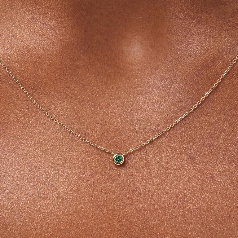 Bezel-set birthstone necklace