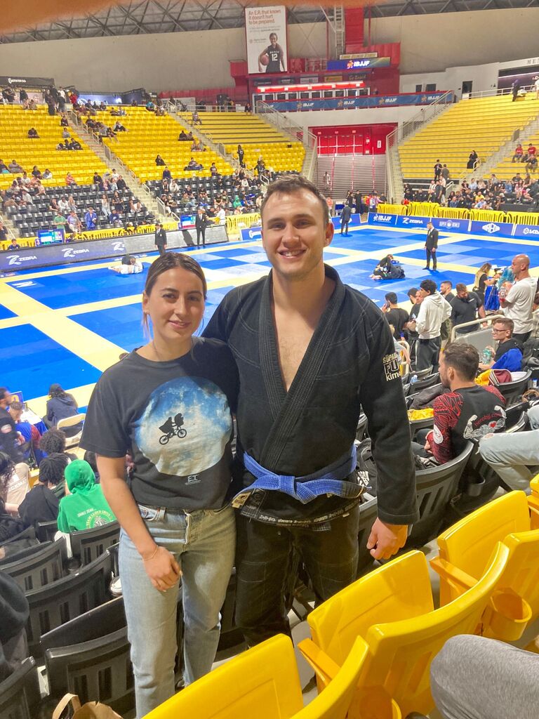Here we are for John's 2022 Brazilian Jiu-Jitsu tournament in Long Beach California. He's sweaty from his victory. We then spent a few weeks with our friends in LA and San Diego. 