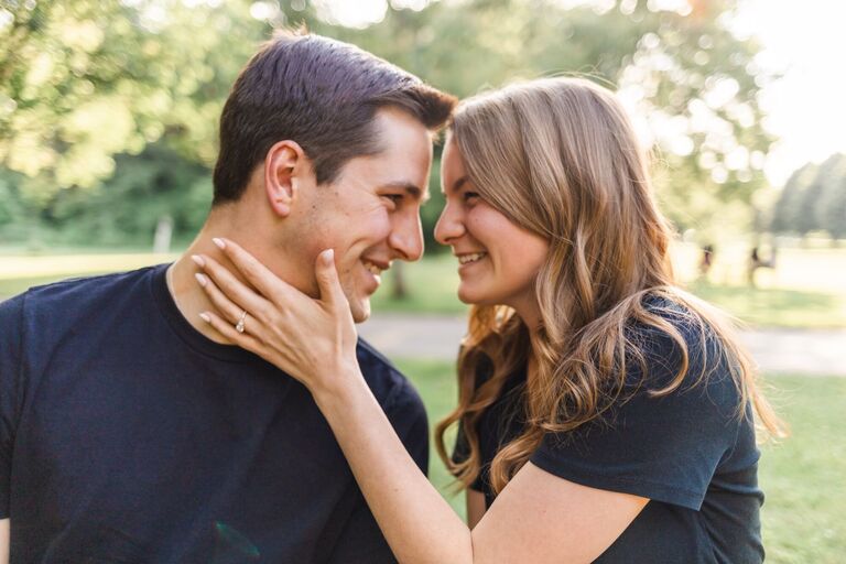 Engagement photos were taken in Indianapolis. Josh kept crossing his eyes to make Amanda laugh. 