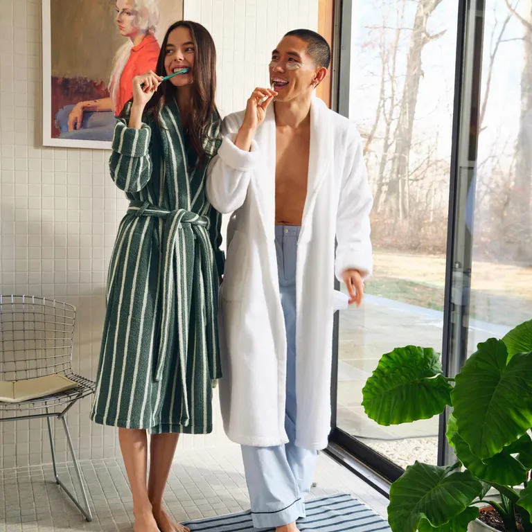 Plush bathrobe 13 anniversary gift from Brooklinen