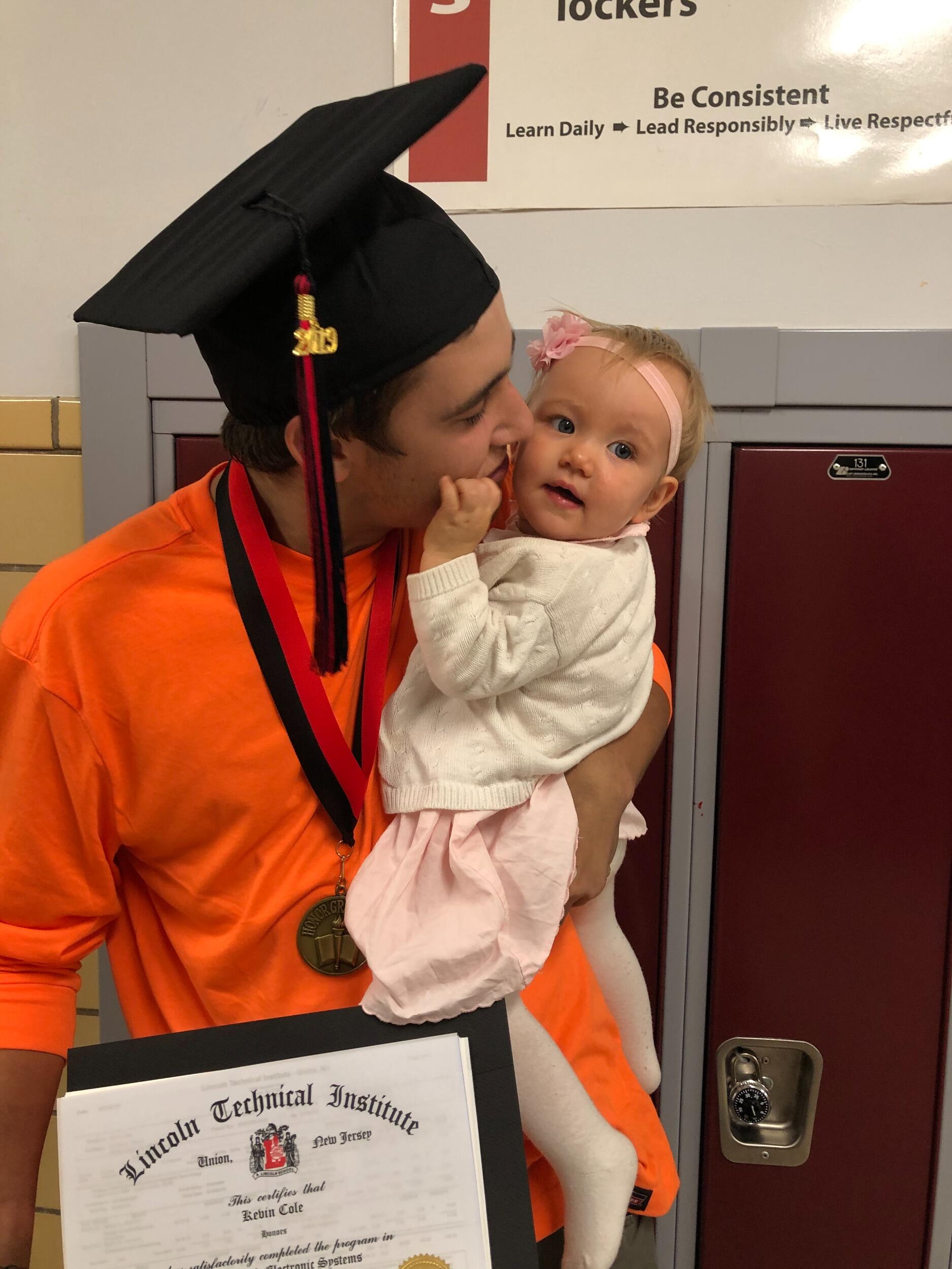 Kevin graduates from Lincoln Technical Institute at the top of his class! 