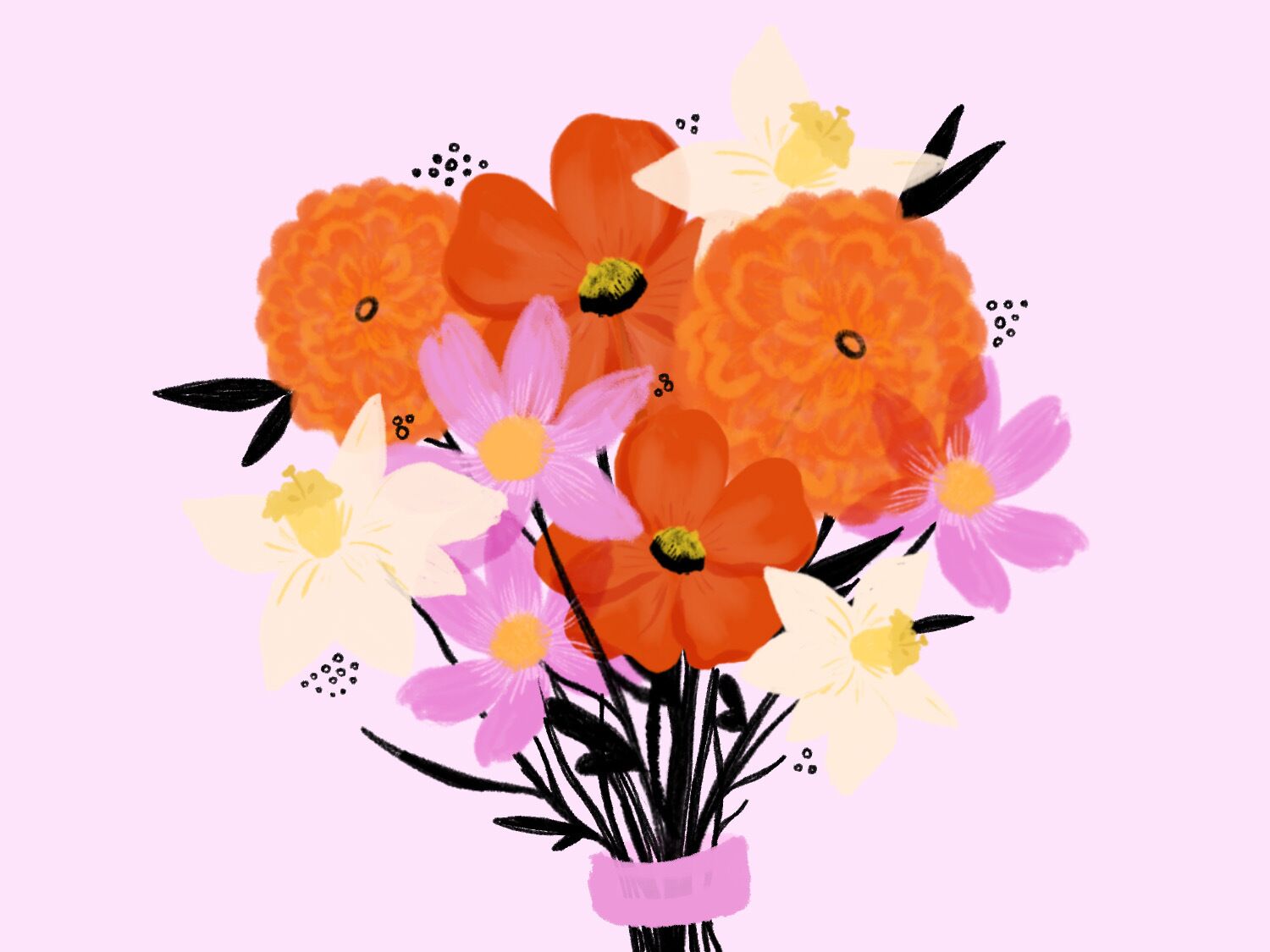 Birth flower bouquet for wedding