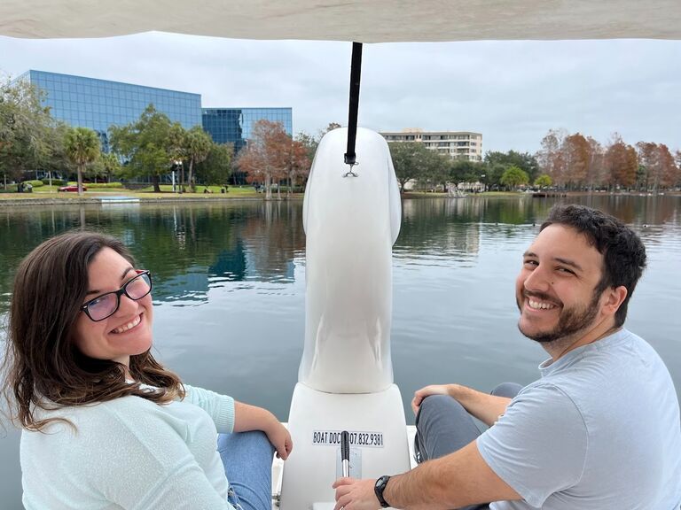 Riding the geese at Lake Eola in downtown Orlando