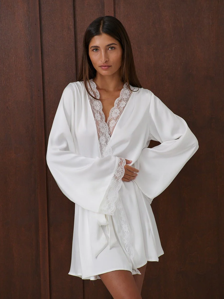 Kat the Label lace-trimmed robe