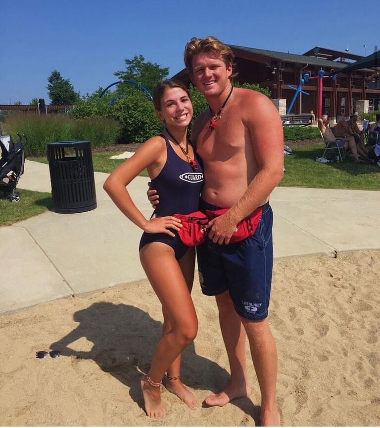 Working together as lifeguards at Three Oaks Beach