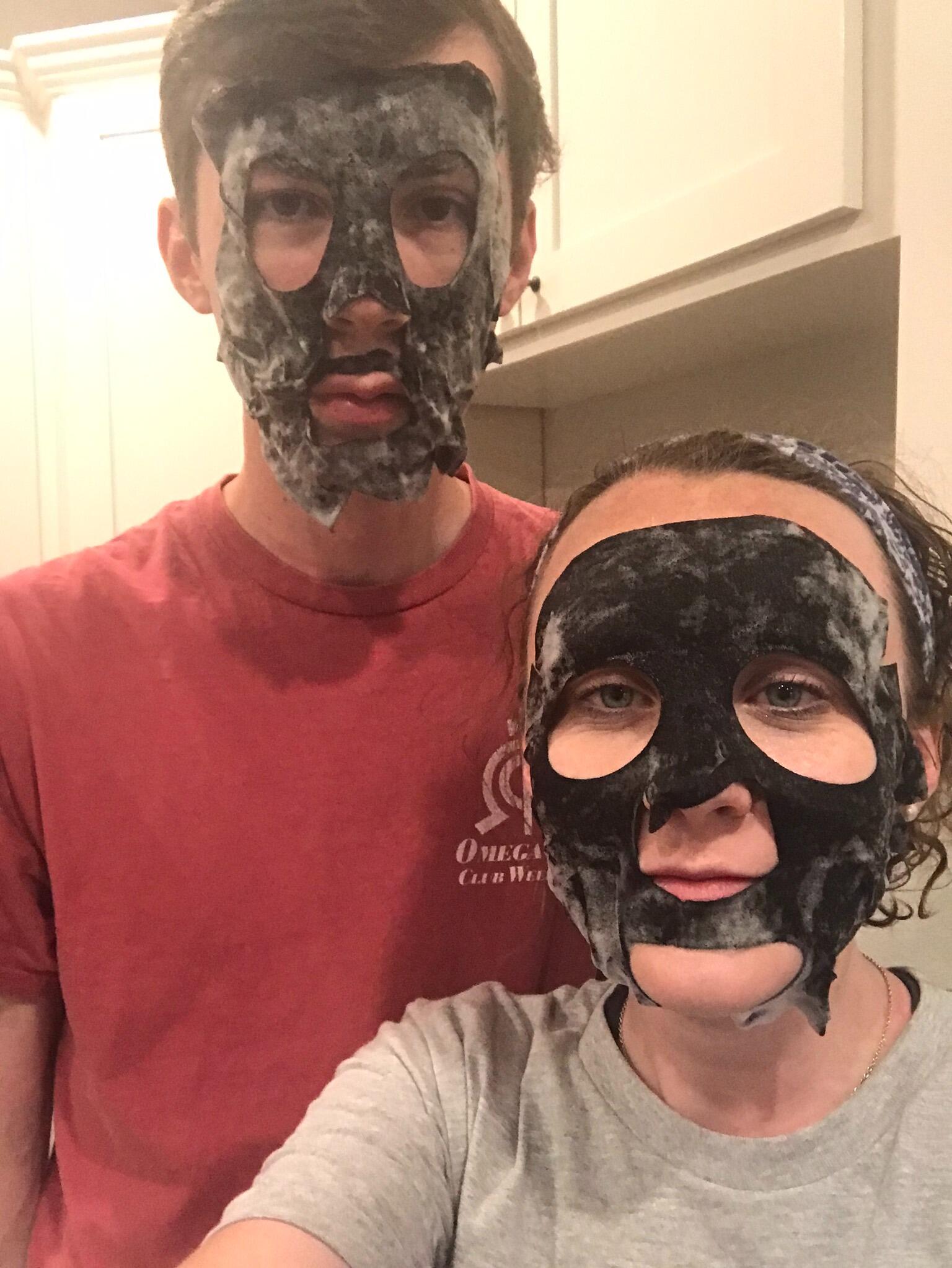 I convinced Landon that facemasks were relaxing. 5 minutes later his face was burning. He's a good sport!