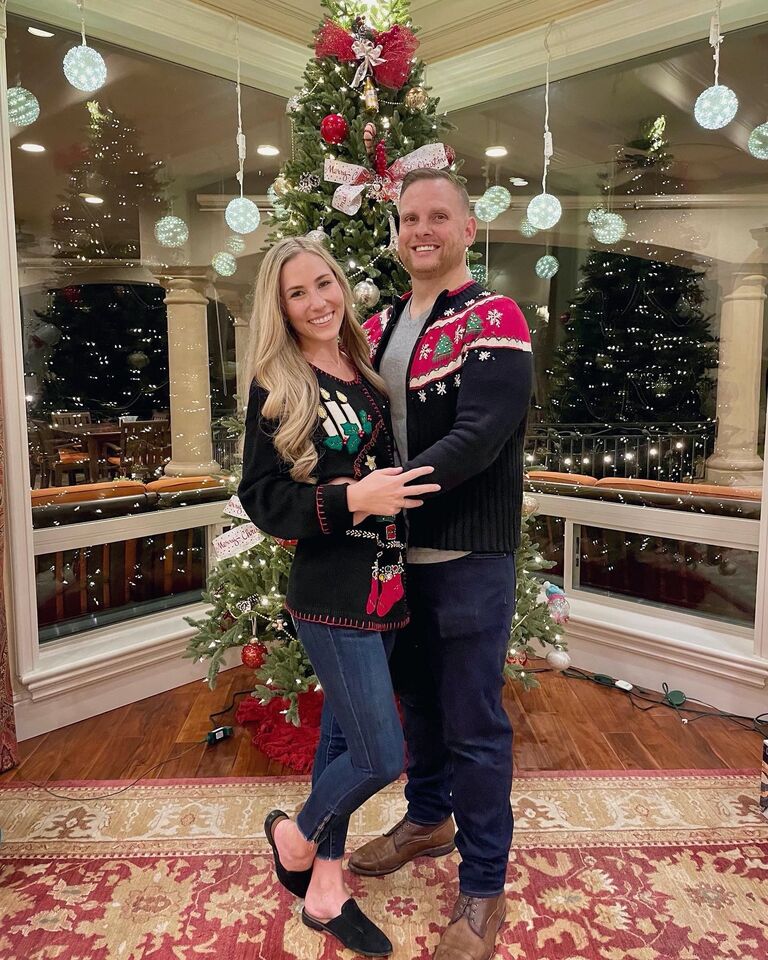Couples with matching Christmas sweaters stay together