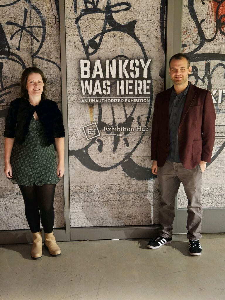 Checking out an art exhibit in Philadelphia.