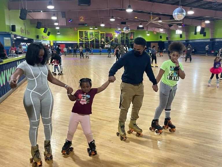 One of the first family outings. Skating!